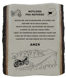 Modlitba pro motorku Harley č.789 na desce s kůrou