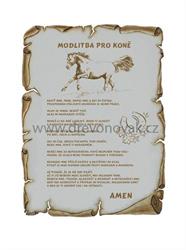 Modlitba pro koně pergamen z překližky